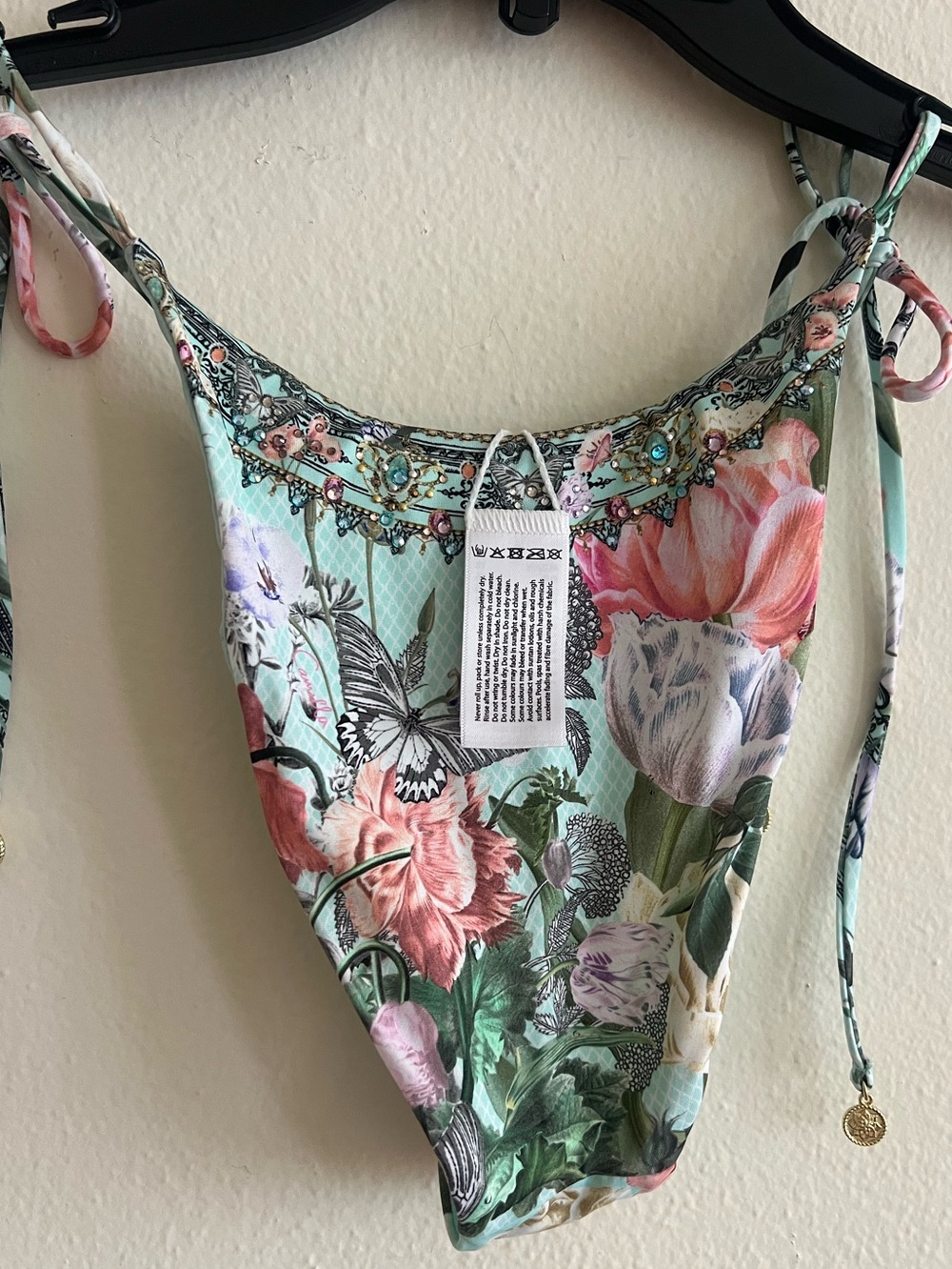 NWT $199 Per Roman Camilla Embellished Side Tie Skimpy Bikini Pant Size L - Picture 5 of 14